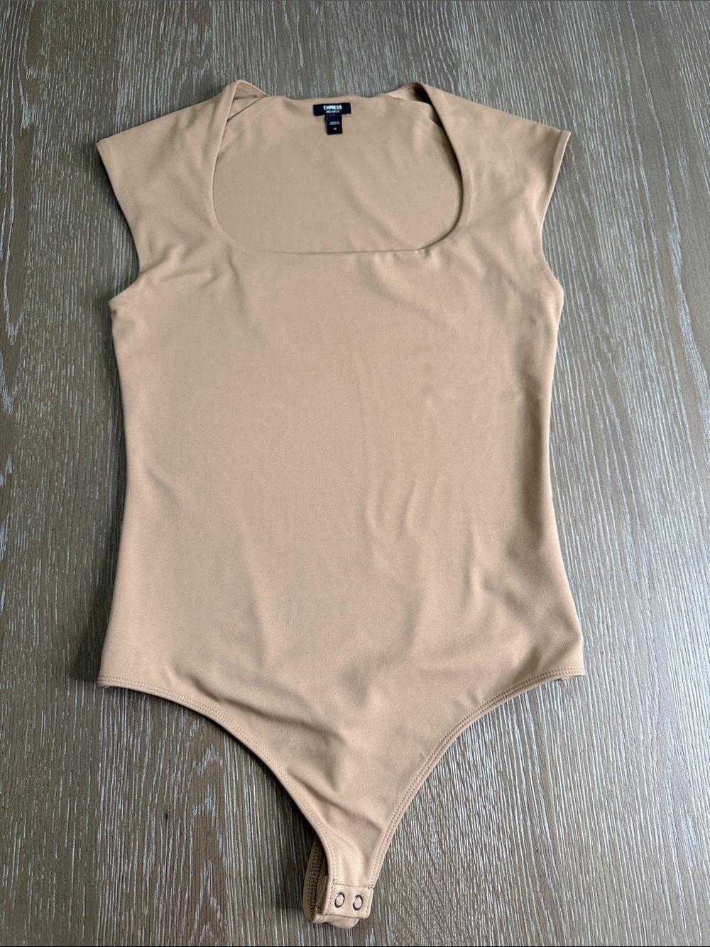Express Nude Cap Sleeve Square Neck Bodysuit